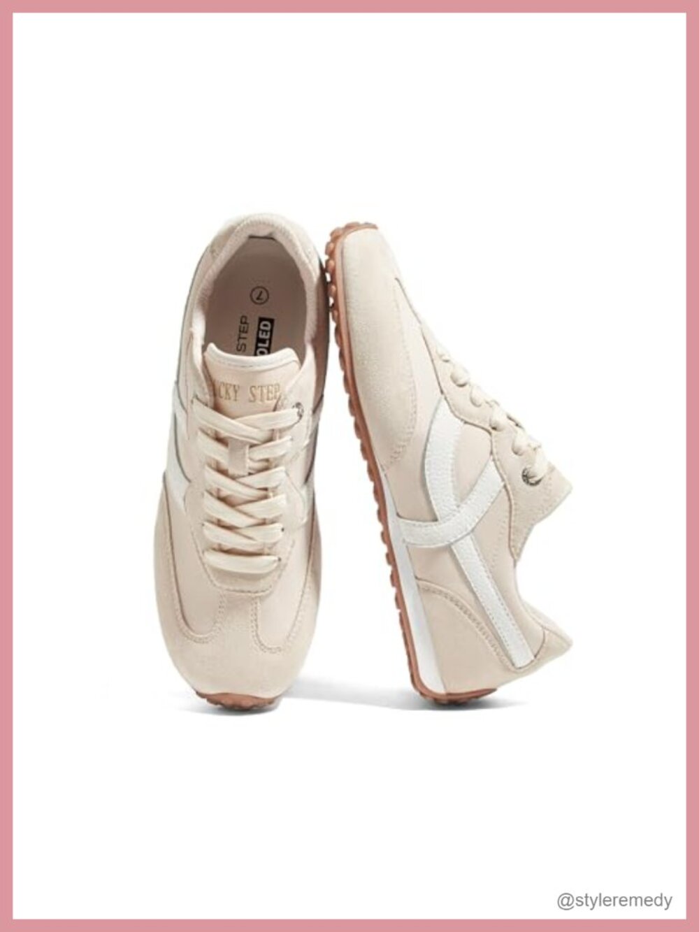PU Leather Suede Lace-Up Retro Fashion Sneakers Non-Slip Walking Running Women's